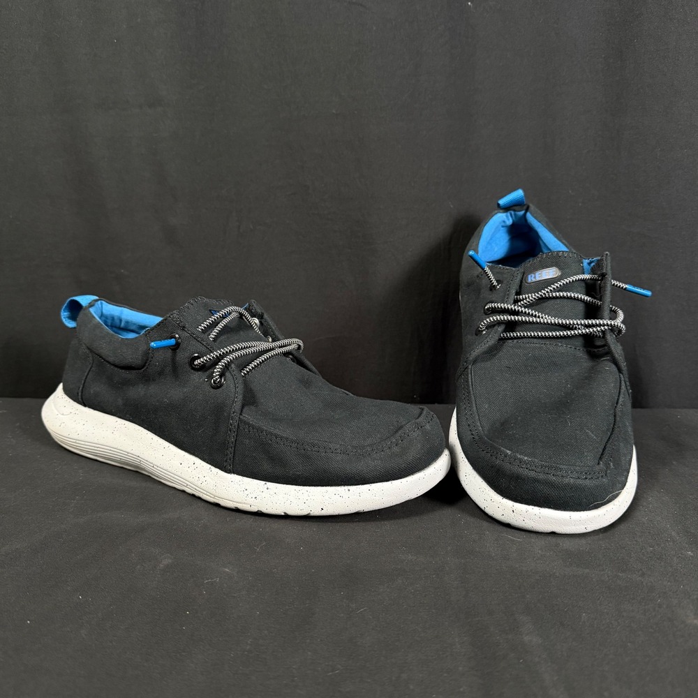 Reef Swellsole Cutback Slip On Loafer Sneaker No Tie Black Moc Toe Blue Mens 14